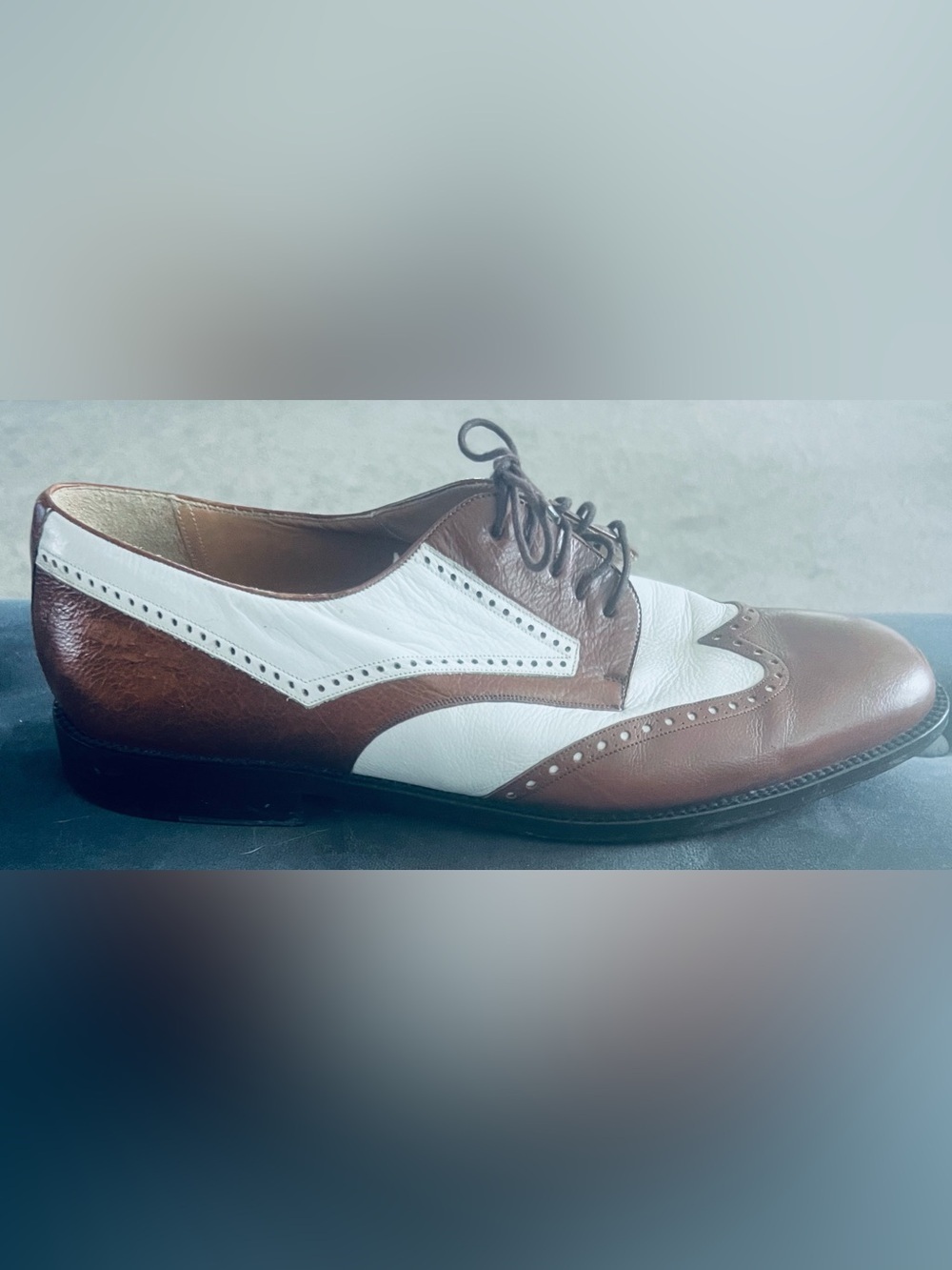 Mezlan Spectator Wingtip Oxfords Men’s US 12 Brown White Leather/Spain - Picture 8 of 16